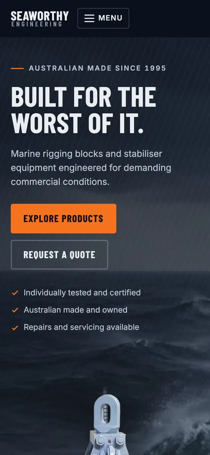 Seaworthy Engineering rebuilt site on a phone