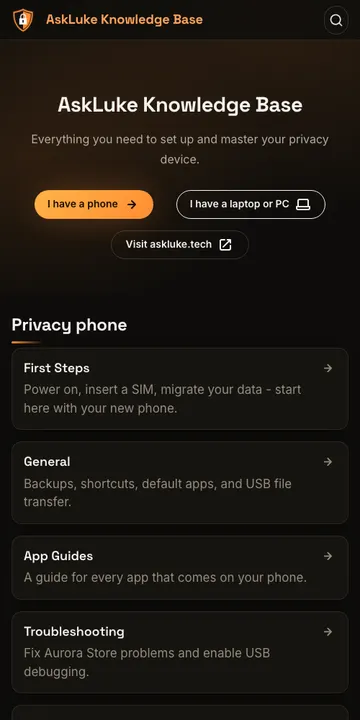 kb.askluke.tech on a phone