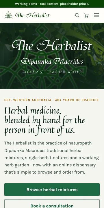 theherbalist.com.au rebuild on a phone